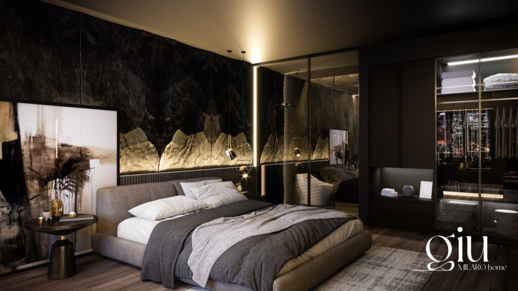 stylowa sypialnia z materacem king size